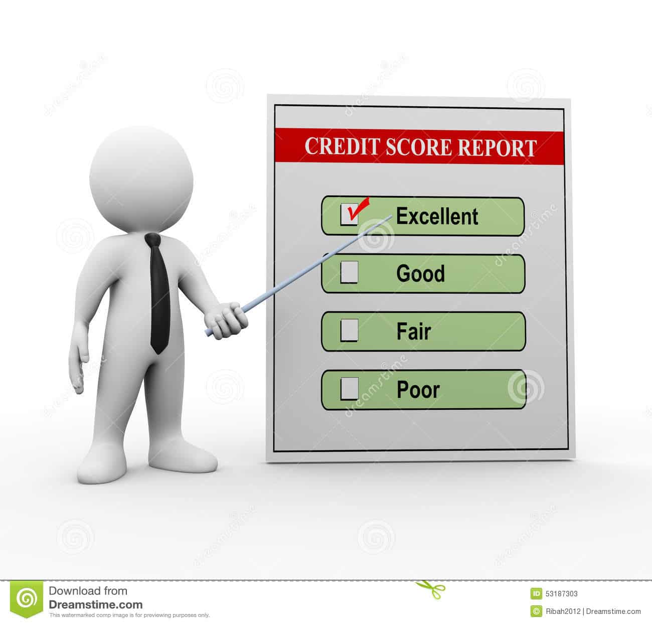3d Man And Credit Score Report Stock Illustration