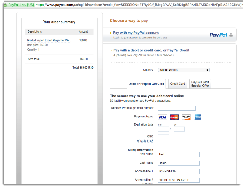 Complete payment with Paypal account or without creating ...
