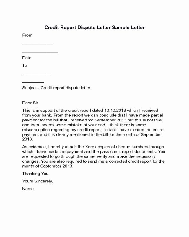 Credit Dispute Letter Template Inspirational Credit Report Dispute ...