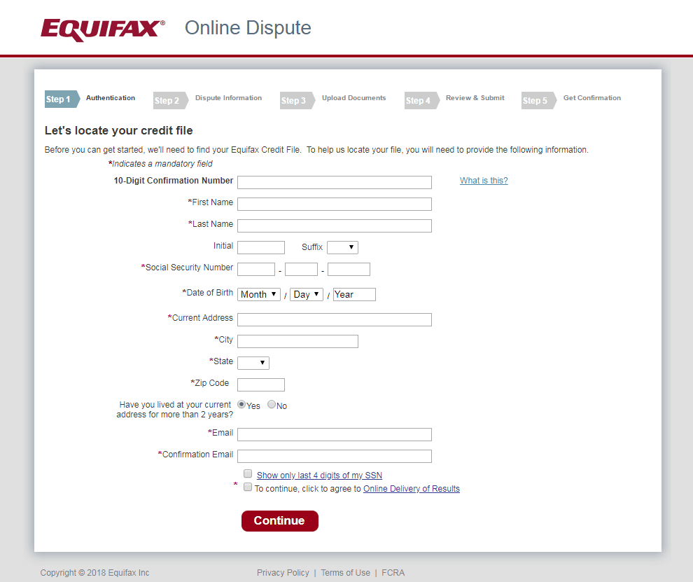 Equifax Online Dispute System Inaccessible : personalfinance