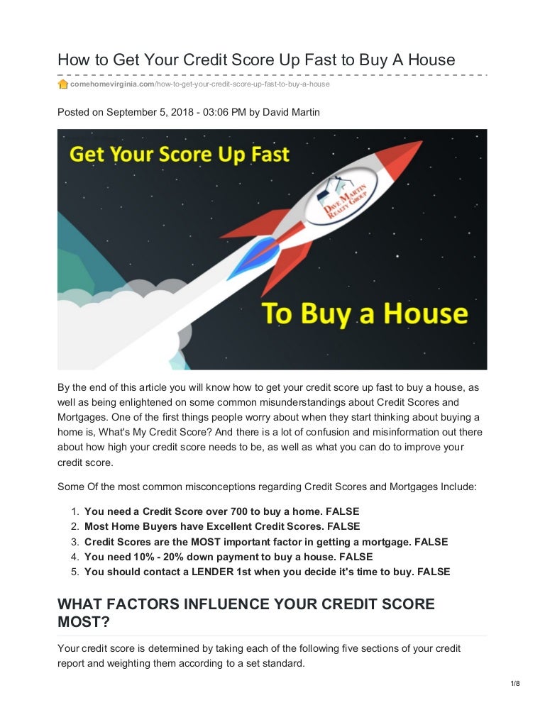How to get your credit score up fast to buy a house short pdf