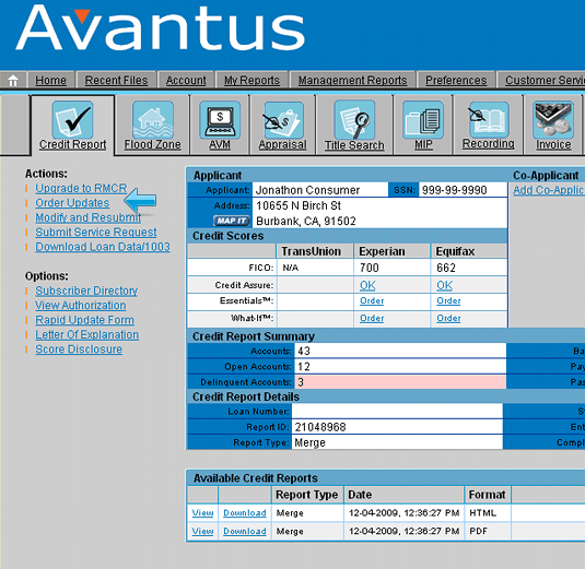 How To Update A Credit Report through Avantus