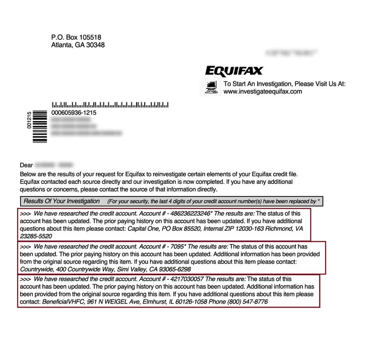 late payments removed from Equifax