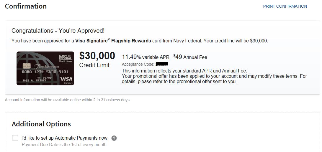 My First Navy Federal Approval!