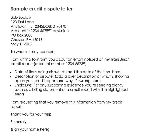 Sample Letters to Dispute Credit Report Errors (w Guide &  Overview)