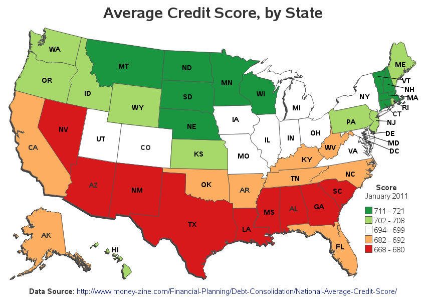 U.S. Credit Scores, by State