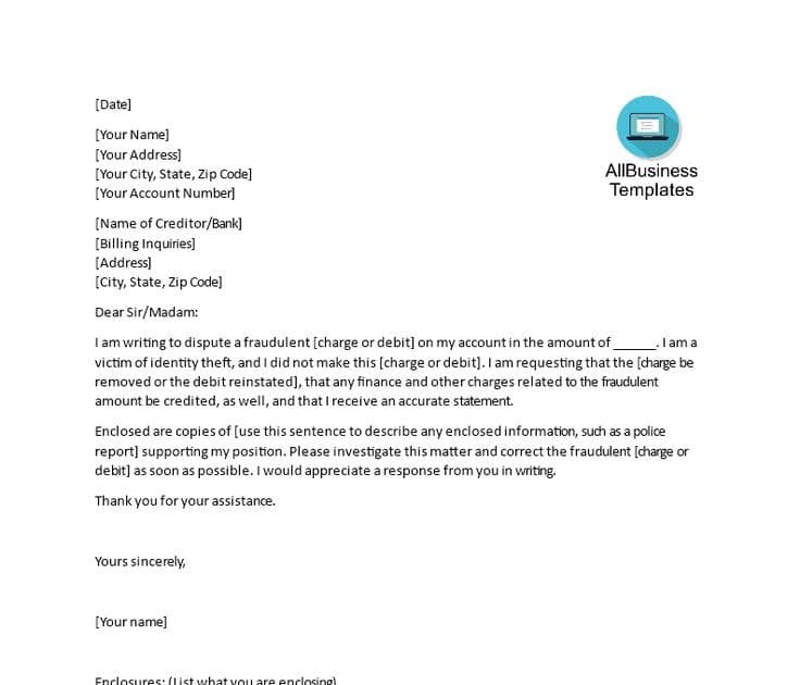 View Dispute Letter For Credit Report