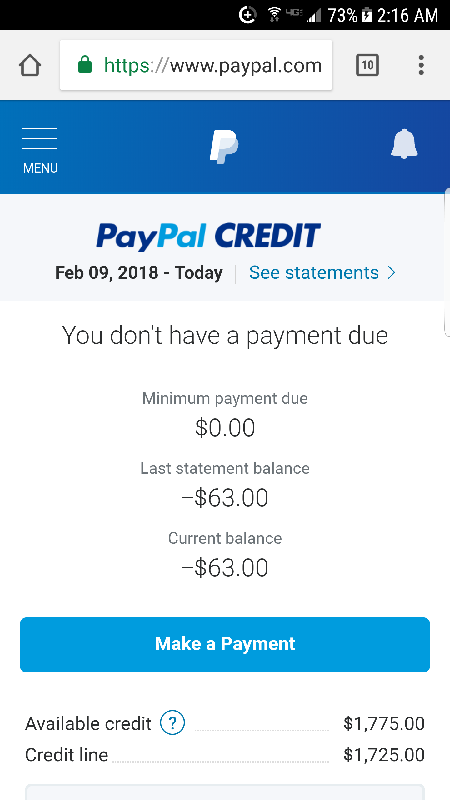 What does it mean when I have a "Negative $63.00 balance ...