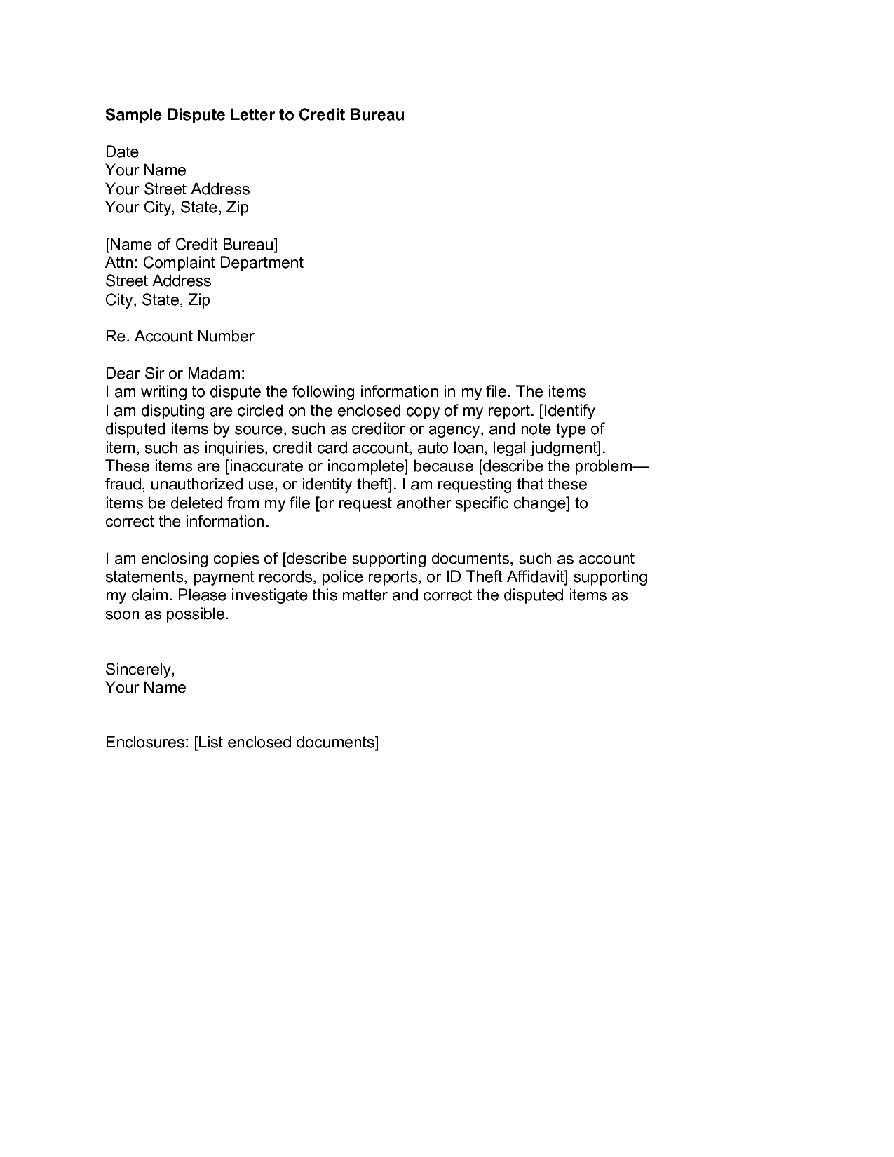 Write A Credit Report Dispute Letter